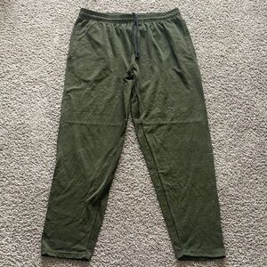 Men's Olive Green Fleece Joggers with Drawstring Waist